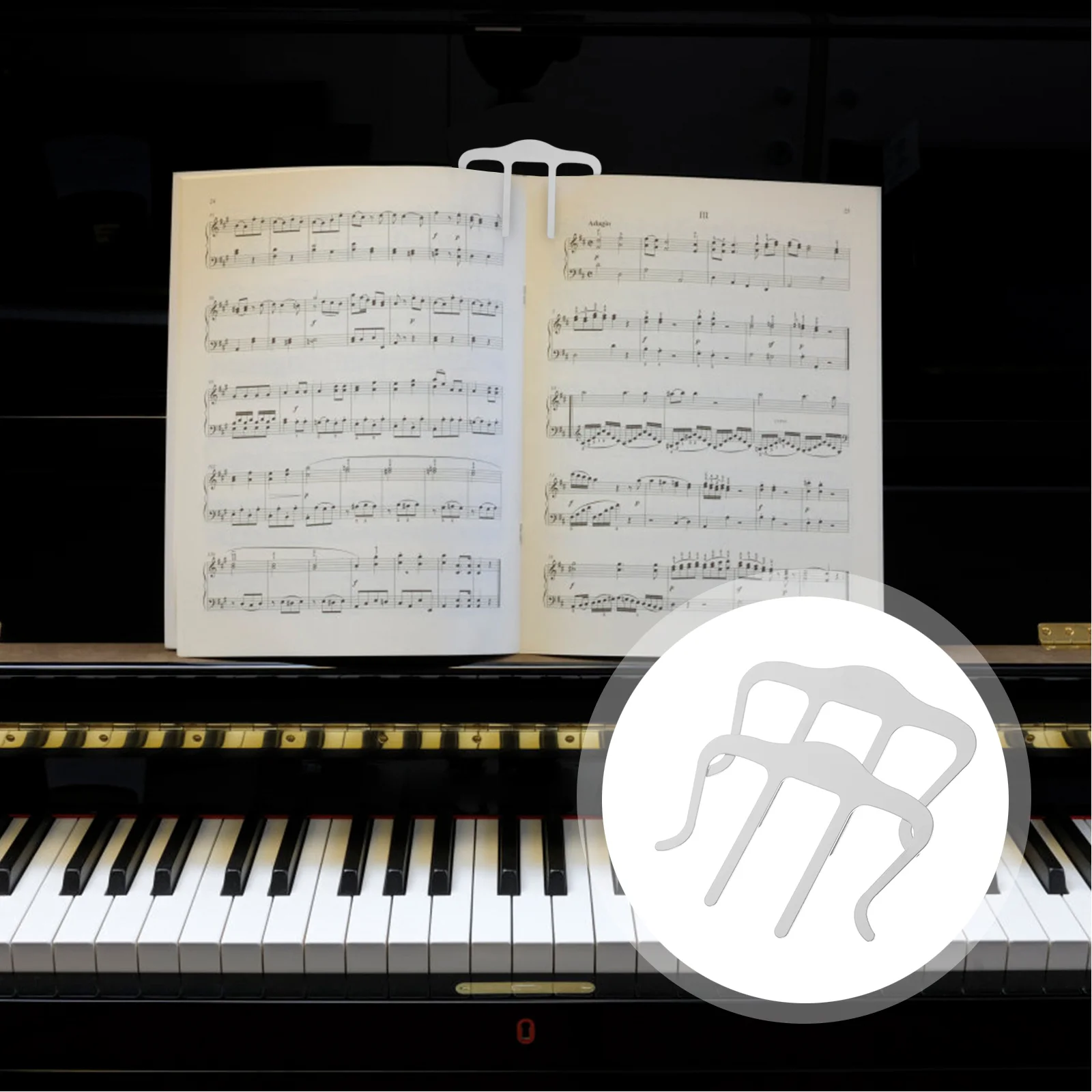

Bookshelves Music Folder Page Holder Clip for Score Piano Hands-free Metal Small