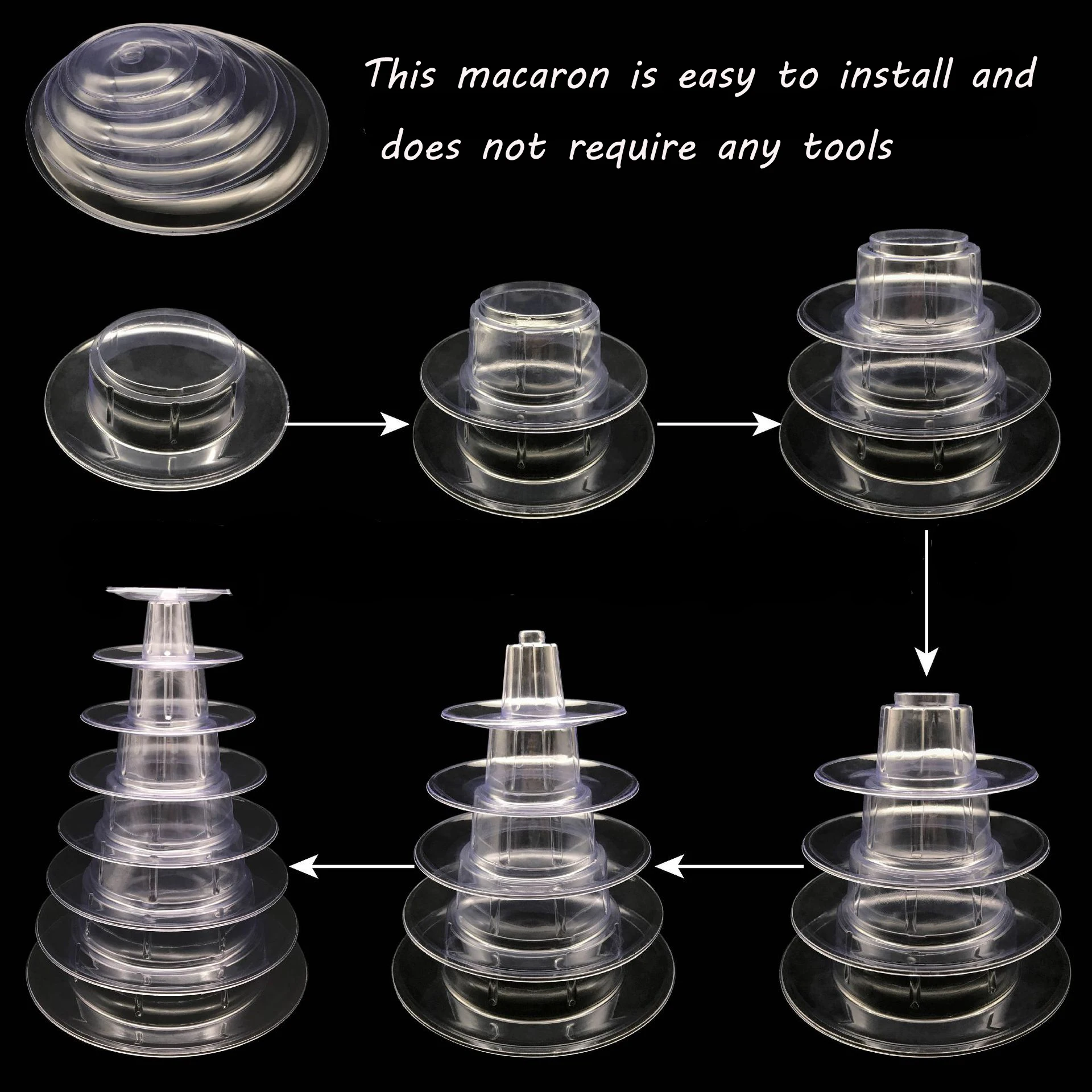 6-layer Macarons Display Tower Plastic Macaron Tower Stand Fondant Cake Stand Wedding Cake Decorating Tool