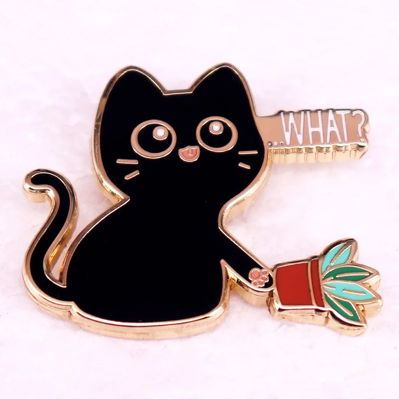 Broches En Émail Chat Noir - Lot De 4 épingles Décoratives Pour Veste, Sac, Pull - Alliage Qualité - Idée Cadeau Mignon Et Original