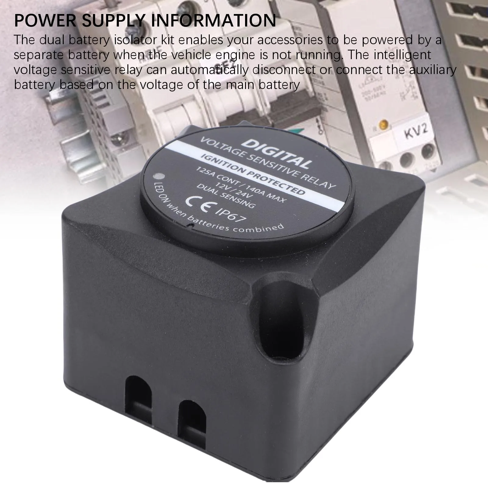 Voltage Sensitive Relay Digital VSR Smart Dual Battery Isolator 140A Water Proof Automatic Charging for Car RV ATV UTV Boat Mari