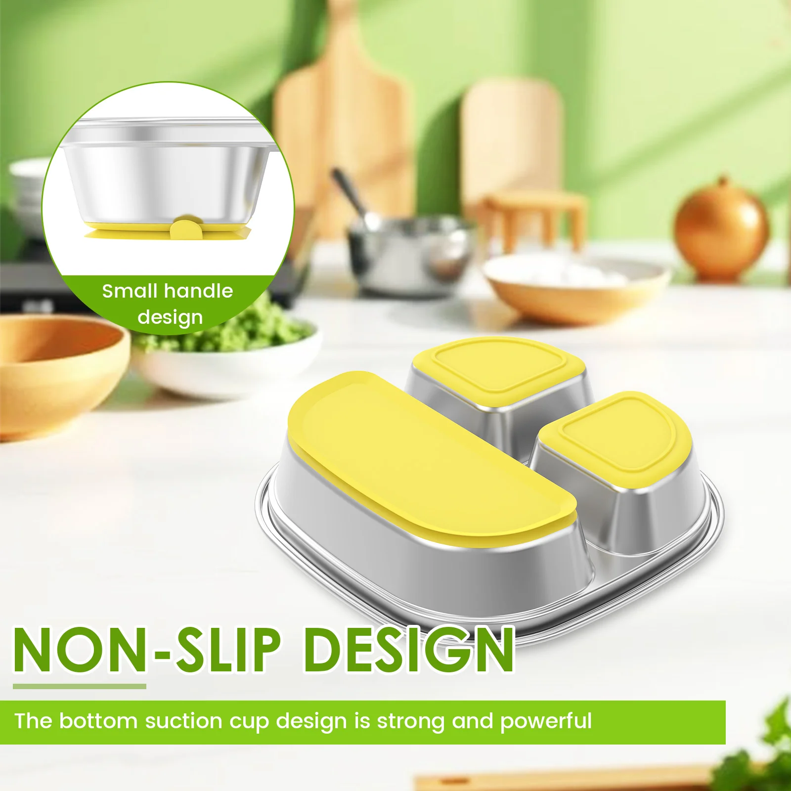 New Stainless Steel Kids Plates Divided Designed Metal Kid Plate Safe Versatile Stainless Steel Divided Plates Reusable