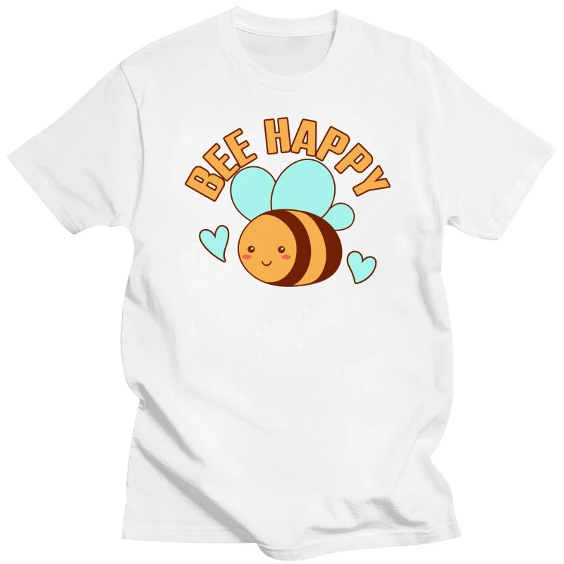 Bee Happy Tops T Shirt Youth Funny Cartoon Fashion Manica Corta Coupon Magliette Giovanili Cotone Premium