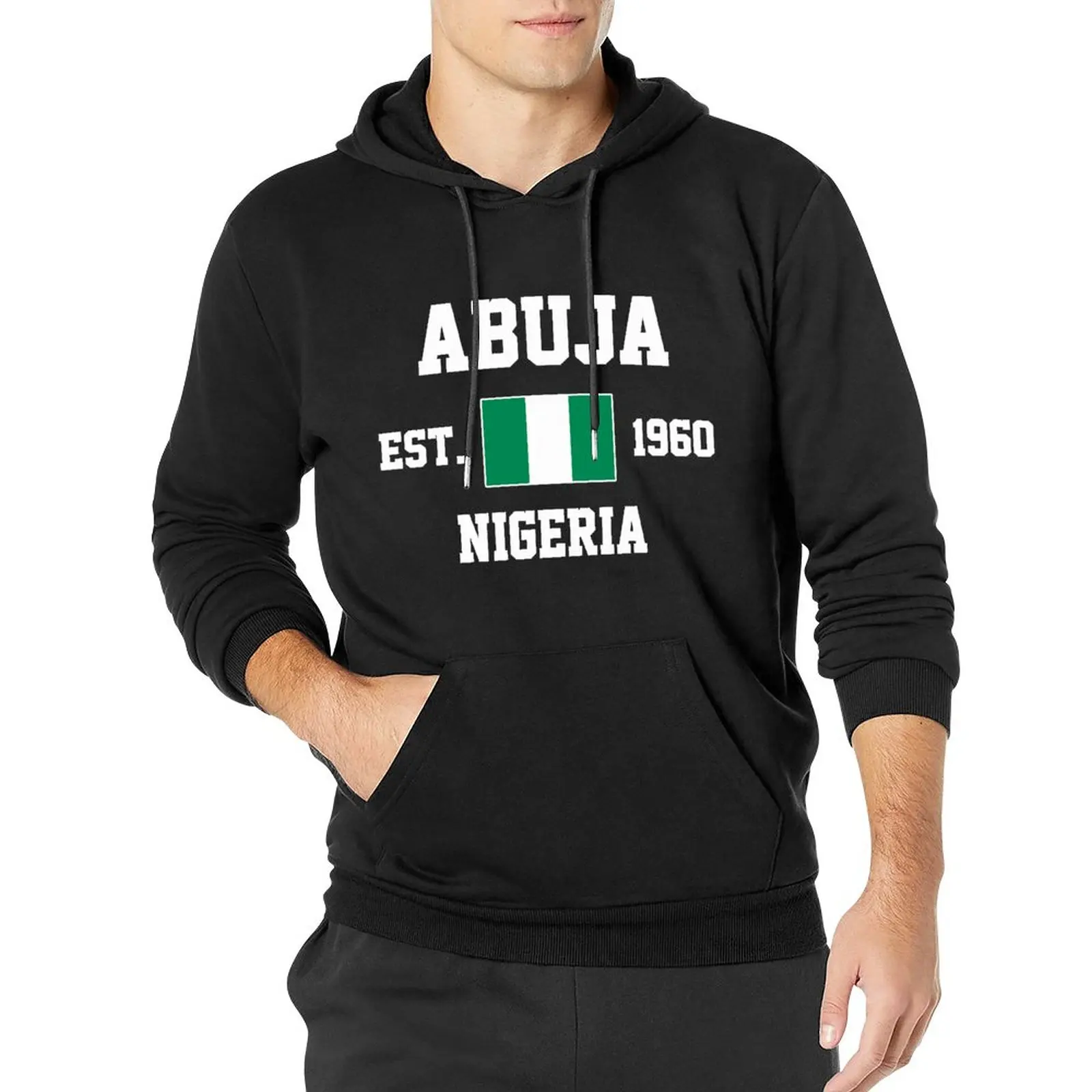 

Men Women Hoodies Nigeria EST.1960 Abuja Capital Hoodie Pullover Hooded Hip Hop Sweatshirt Cotton Unisex