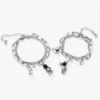 2Pcs/Set Fashion Heart Magnetic Attraction Astronaut Couple Bracelet For Women Men Lock Key Matching Bracelet Friendship Jewelry - Image 2