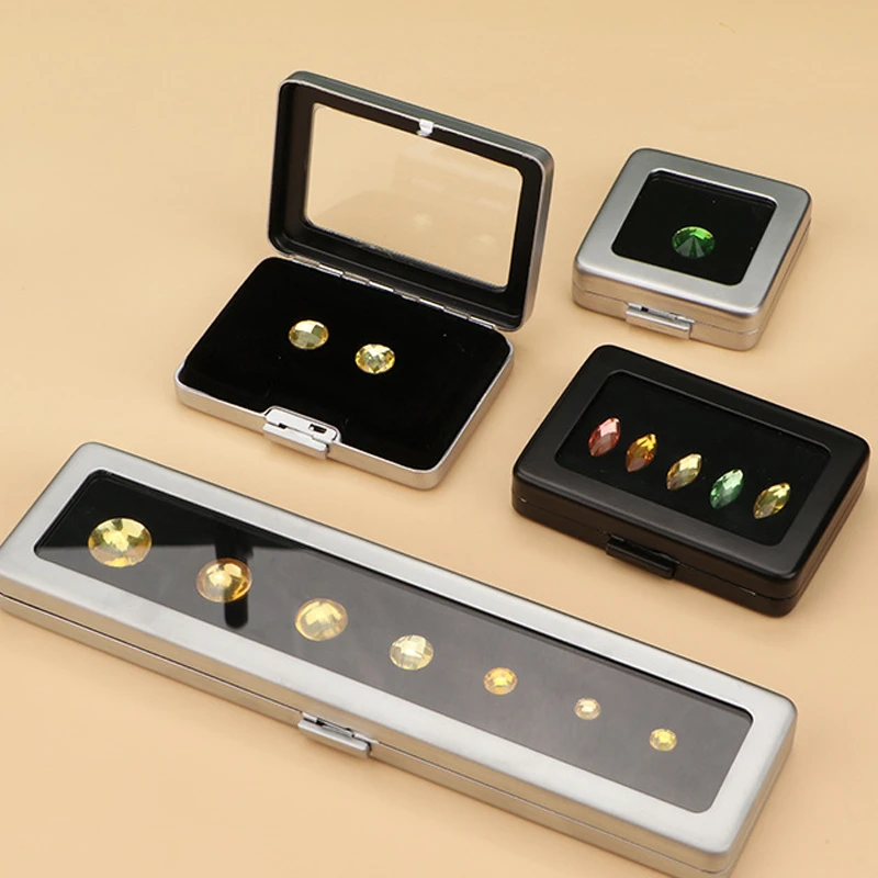 Metal Bare Diamond Storage Box Stainless Steel Metal Diamond Colored Gem with Double Inner Cushion Bare Stone Box