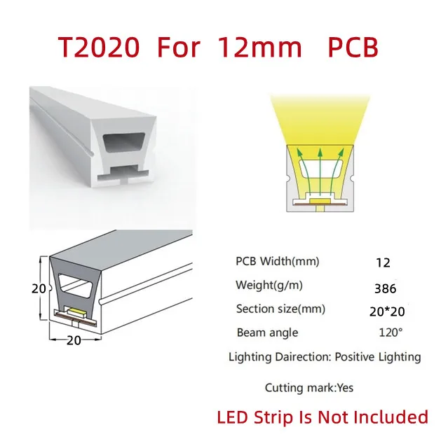 thumbnail image 1 of Tira de luces LED de neón flexible de 1 a 5 m/pieza con carcasa de perfil para empotrar, resistente al agua, IP67, para decoración de exteriores, 1 of 5