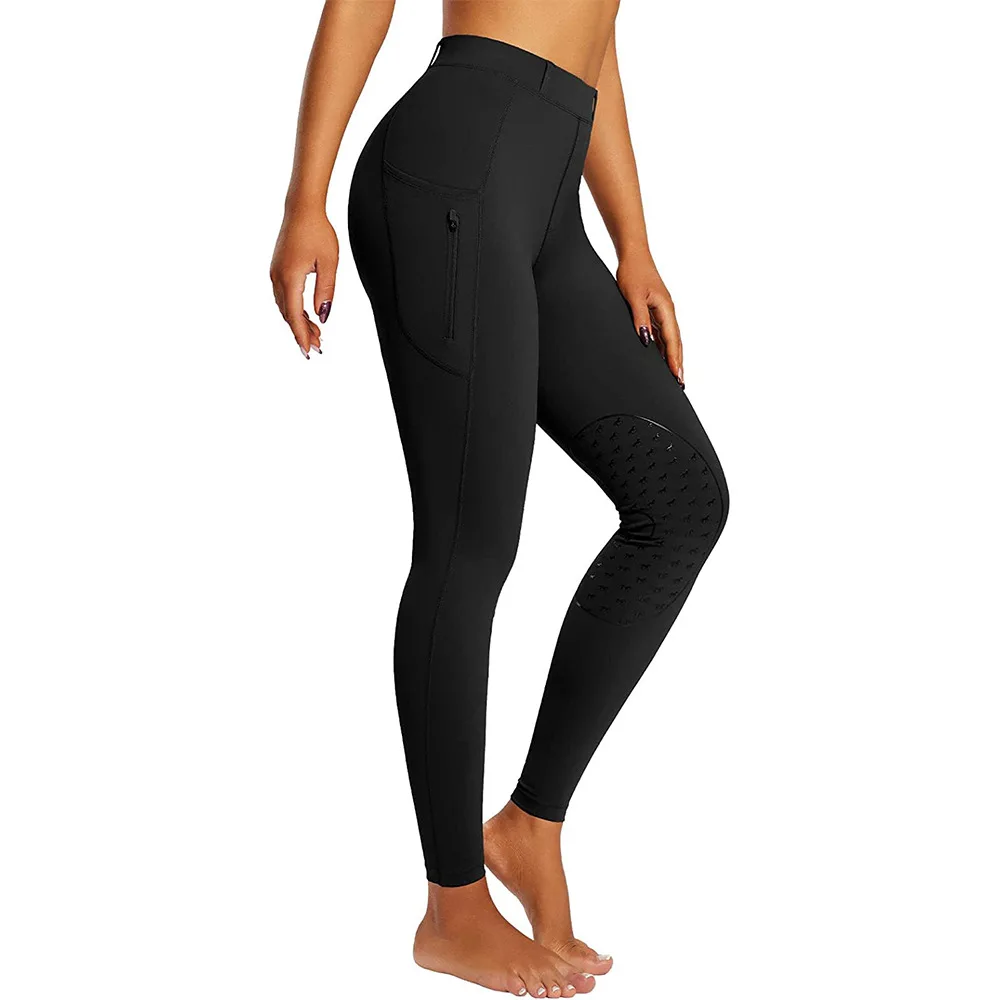 Girls Horse Riding Pants Kids Equestrian Breeches Belt Loops Knee-Patch Women's Tights Equestrian BreechesTights Zipper Pocket 5