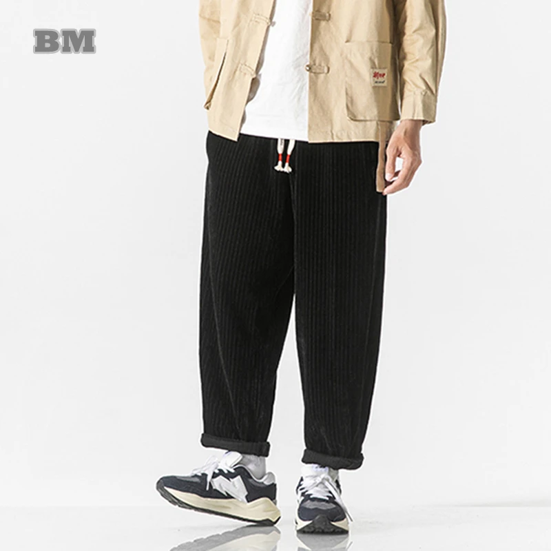 

2022 Chinese Style Loose Plus Size Casual Sports Pants Men Clothing Harajuku Harem Cropped Pants Fashion Baggy Trousers Male
