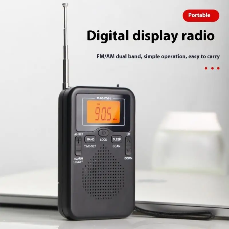 대형 LCD 화면 디지털 알람 시계 라디오로 작동되는 뛰어난 수신 배터리를 갖춘 M5TD FM 휴대용 라디오