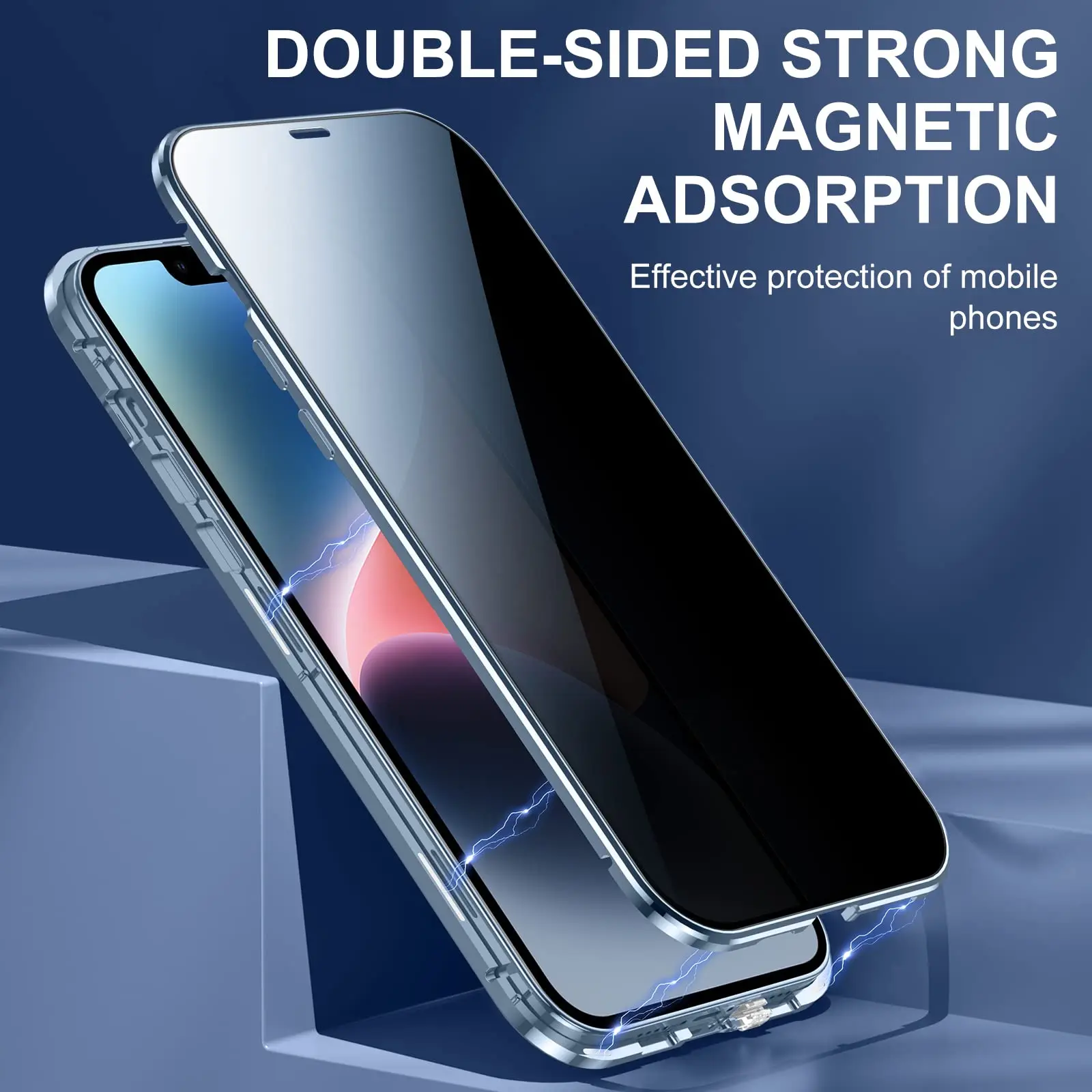 

Case for iPhone 14, Double-Sided 360 Degree Protection Cover Compatible with Magsafe Anti Spy Privacy Glass Magnetic Adsorption