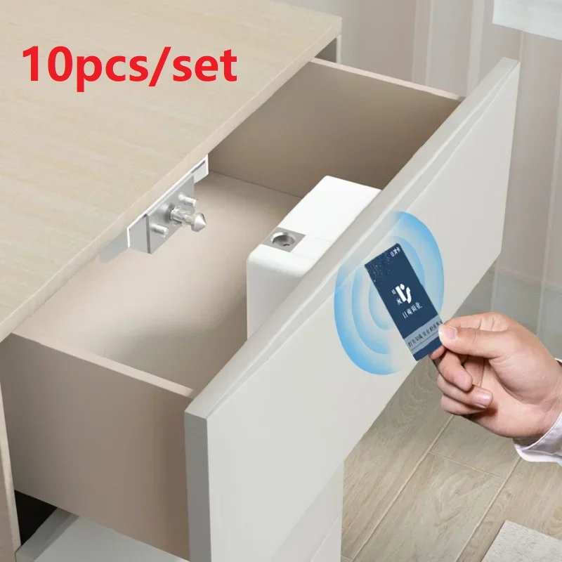 

10pcs/set Smart Wooden Door Drawer Lock Invisible Electronic Lock IC Card NFC Unlock Locker Sauna Cabinet Smart Furniture Locks