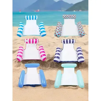 Adult inflatable water mat、Foldable reclining chair with backrest、Inflatable striped floating bed、Single hammock 1
