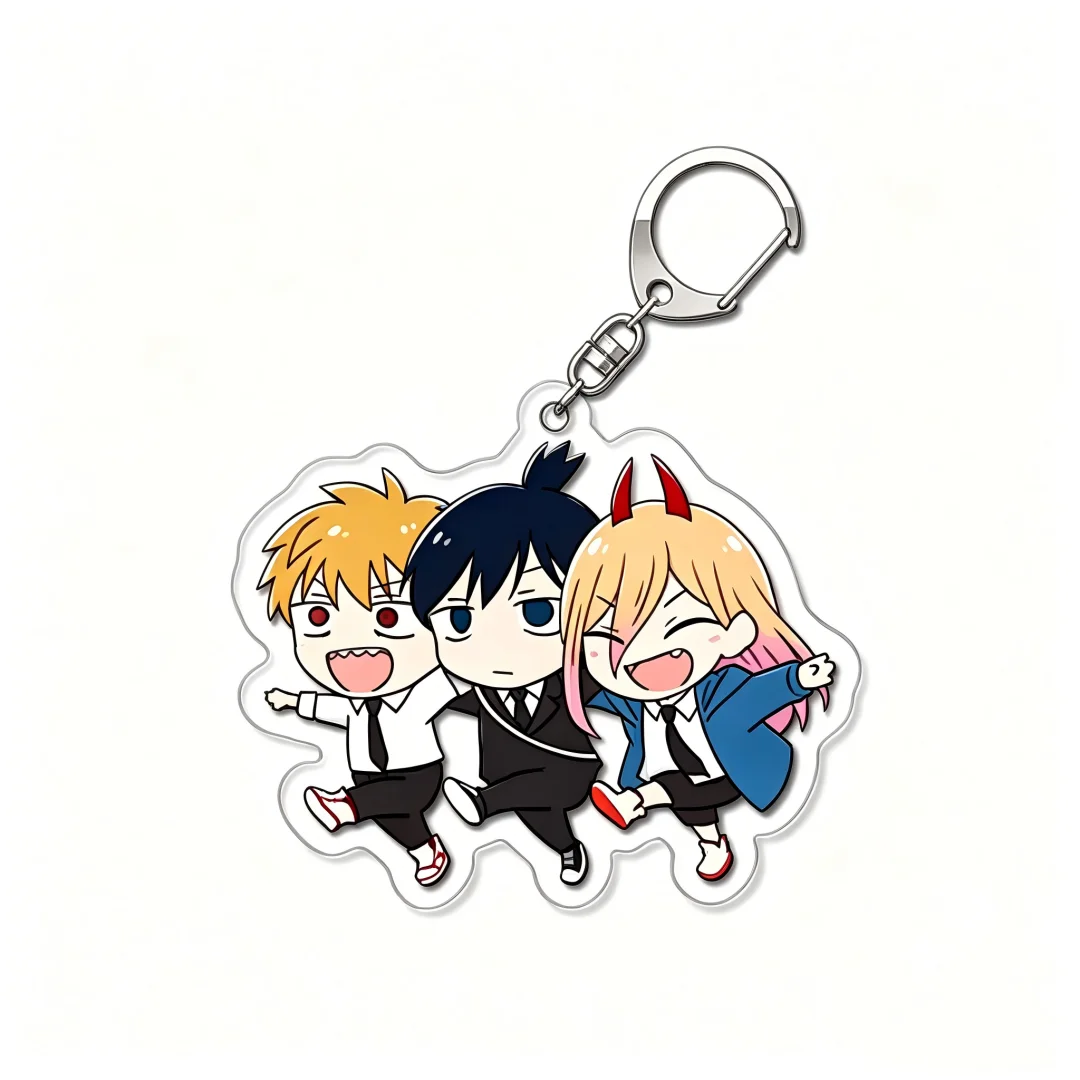 Reversible Cartoon Keychain Charm - Cute Chainsaw Man Characters