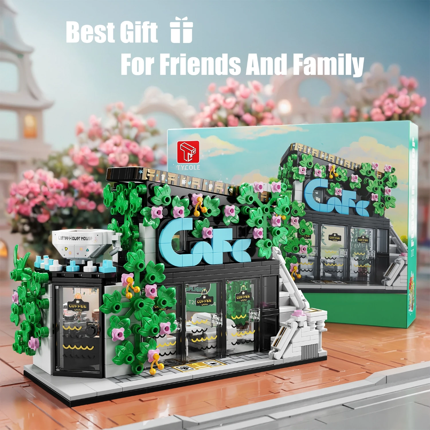 572PCS Building Blocks Toy For Kids City Street View Coffee Flower