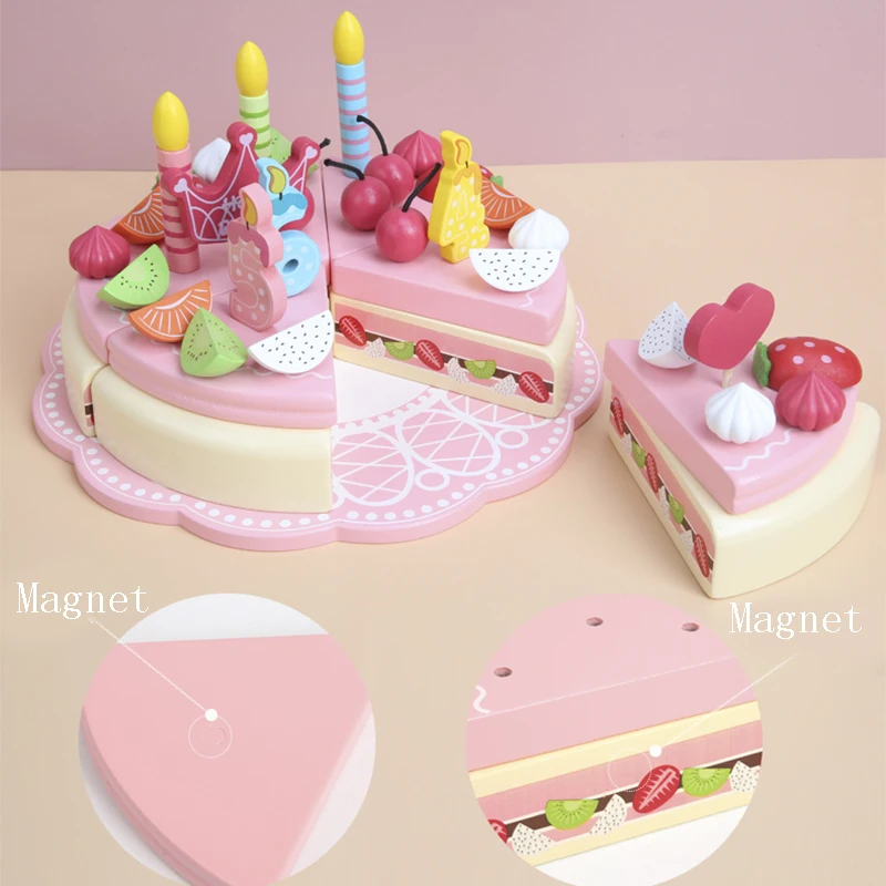 Children's wooden simulation cake strawberry double birthday