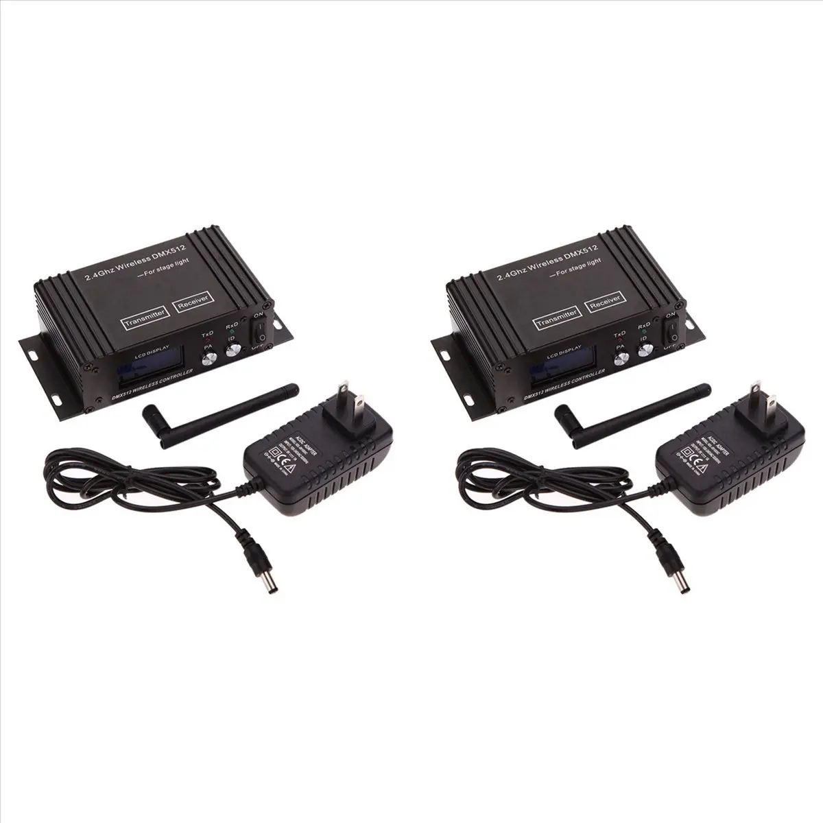 A33T-2X DMX 512 무선 컨트롤러 수신기 송신기 LCD 디스플레이 전원 조절 가능 디스코 DJ 스테이지 바 라이트-EU 플러그