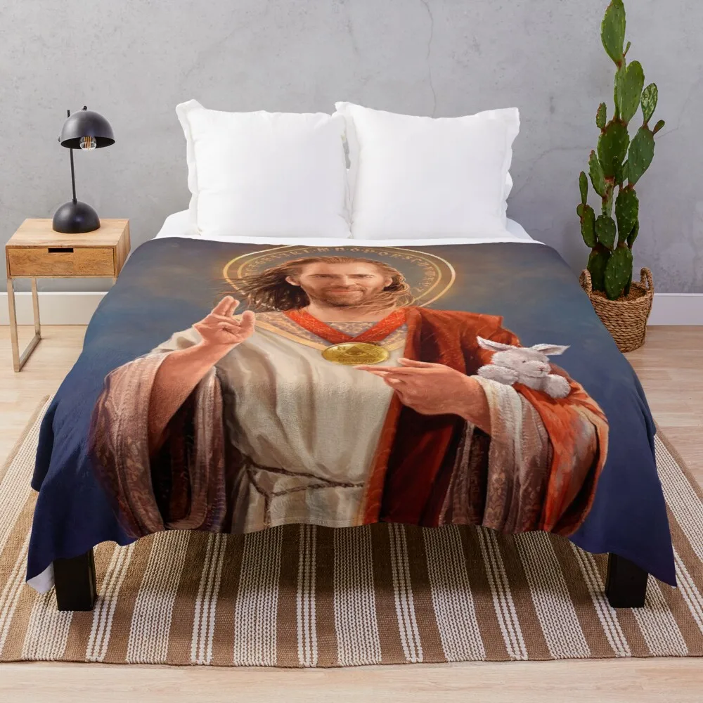 

Nicolas Cage Saint Nicolas of Cage - Nic Cage Original Religious Painting Throw Blanket Throw And Blanket