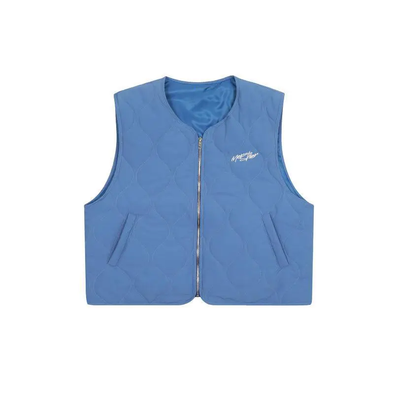 Autumn Winter New Japanese Retro Cotton Padded Vest Men Lightweight Blue Outer Layer Sleeveless Jacket Unisex Highstreet Parkas - Image 8