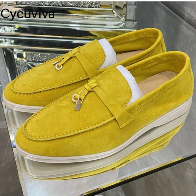 

2022 Brand Summer Walk Flat Shoes Woman KidSuede Loafers Leather Fringe Mules Round Toe Flat Casual Shoes Spring Walking Shoes