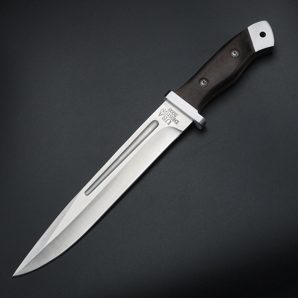 Outdoor Mes Met Houten Handvat Hoge Hardheid Jachtmes Camping Edc Tool