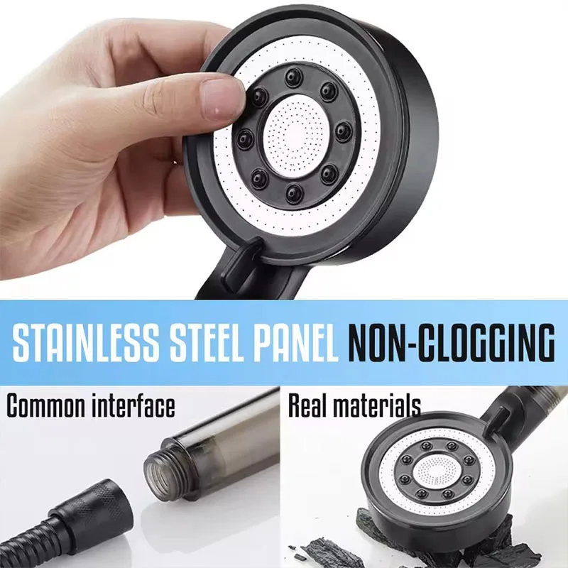 Shower Head High Pressure 5 Modes Water Saving Nozzle Powerful Pressurized, Bathroom High-pressure Water Gun Booster Shower Head