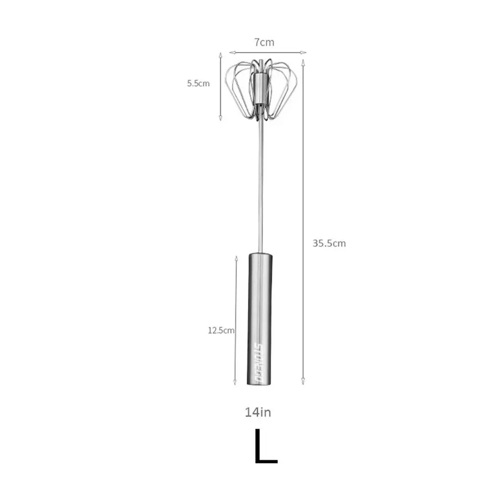 JJYY Stainless Steel Semi-Automatic Rotary Whisk with Beech Wood Handle