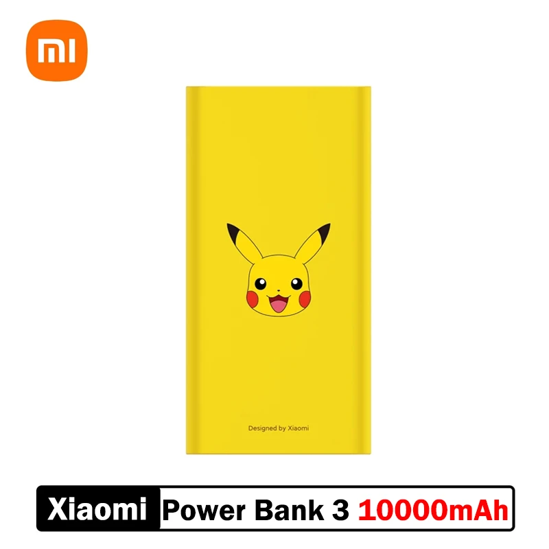 Xiaomi Pokemon Power Bank 3 10000mAh USB Type C QC3.0 Fast Charging Mi Pikachu Powerbank 10000 Portable Charger Poverbank mobile power bank