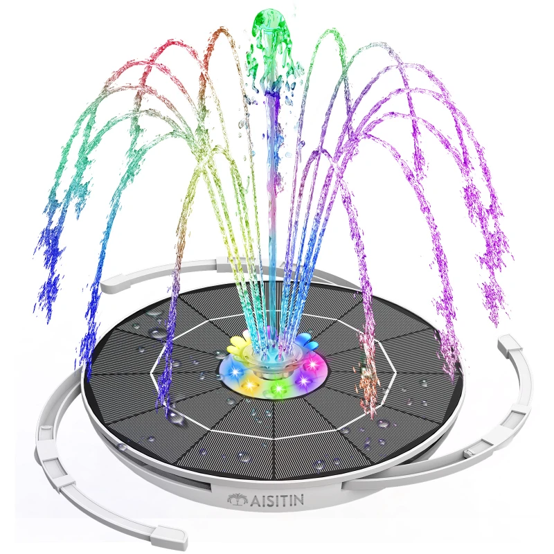 6.5W Solar Fountain Pump Built-in 5000mAh Battery with LED Lights for Pond Garden solar fountain solar fountain pump solar water pump