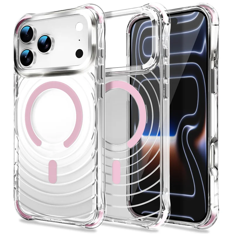 For Magsafe Magnetic Wireless Charge Cover For iPhone 18 17 Pro Max iPhone 18Pro Case Luxury Clear Transparent Shockproof Fundas