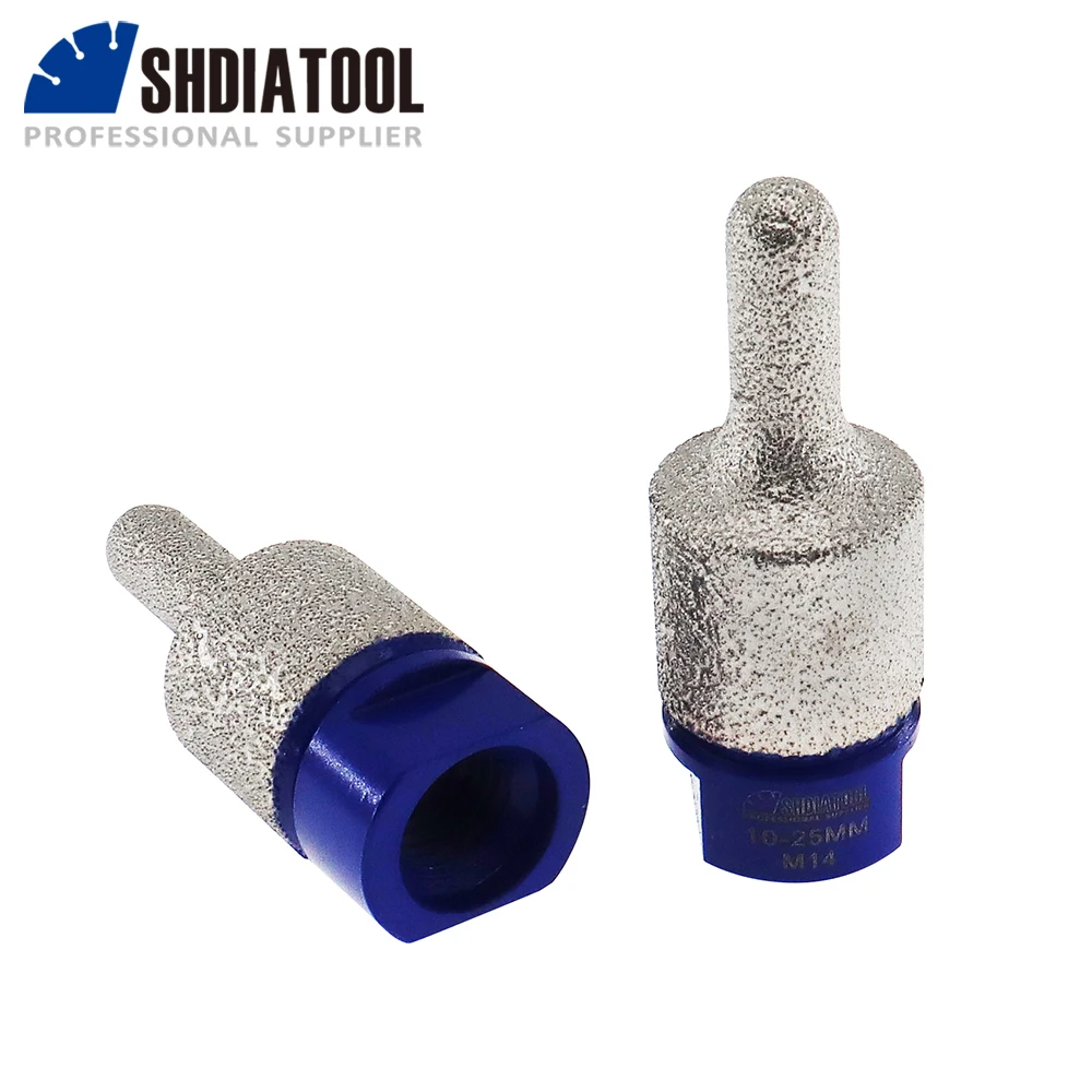 2pcs Dia10mmx25mm Diamond Milling Crown Finger Bits For Porcelain Tile Enlarge Holes Marble Grinding Rod M14 Thread Grit#50/60