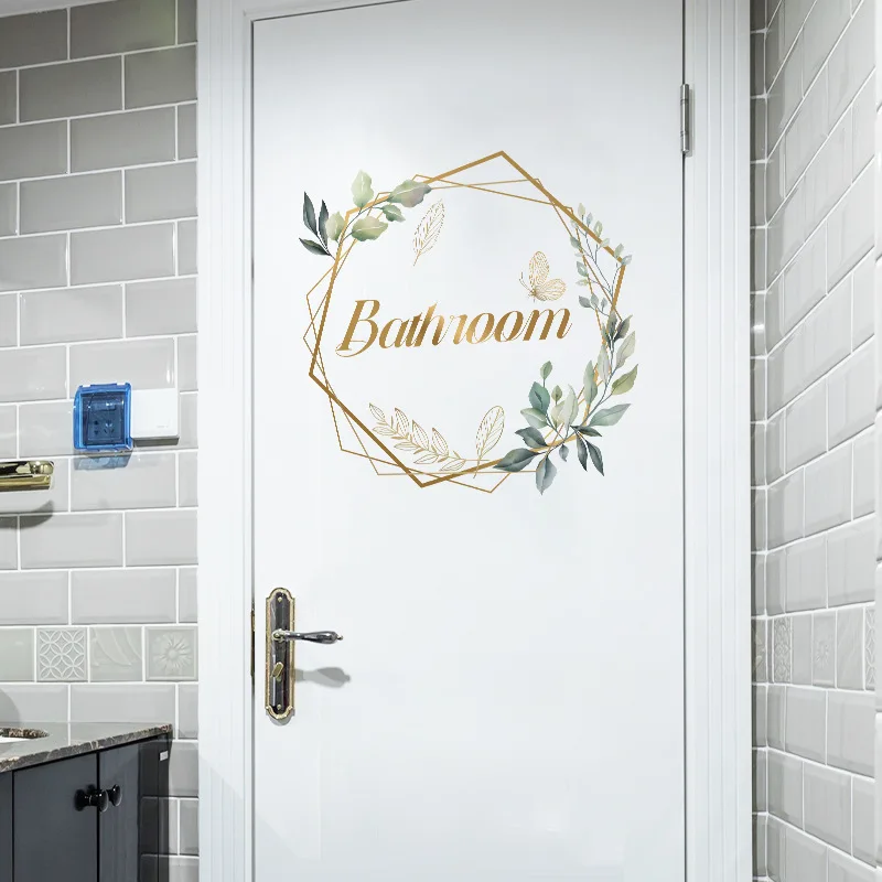 Door wallpaper stickers Bathroom toilet doors wall door sticker WC room decor home decorations accessories
