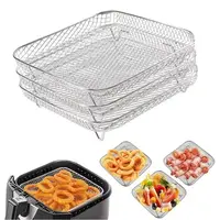 Support de friteuse à Air empilable Durable, plateau de friteuse à Air antiadhésif en acier inoxydable, panier de gril, Gadgets de cuisine 3