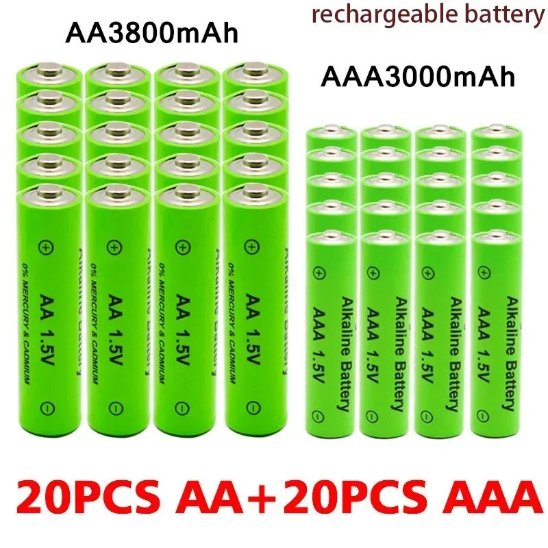 

AA + AAA Rechargeable AA 1.5V 3800mAh / 1.5V AAA 3000mah Alkaline Battery Flashlight Toys Watch MP3 Player Replace Ni-Mh Battery