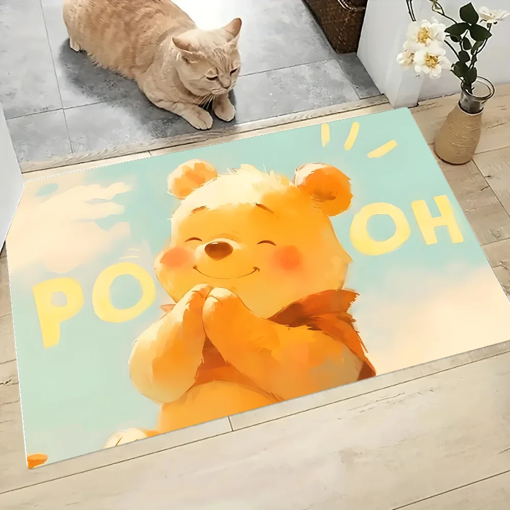 W-Winnie The Pooh Floor Mat Graphic Printed Flannel Doormats For Bathroom Kitchen Entrance Carpet Home Decor 4