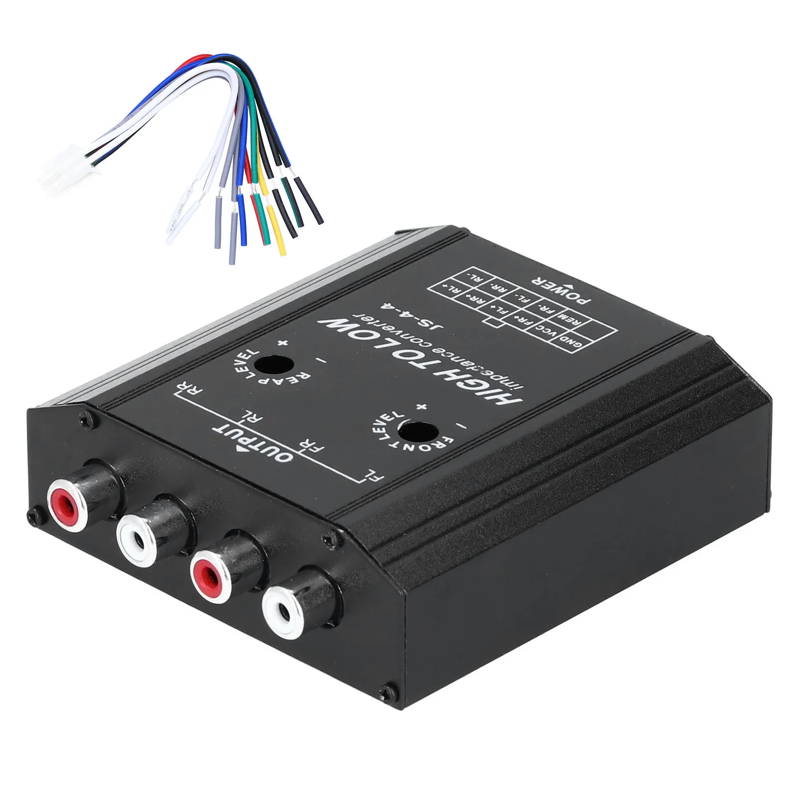Car Audio Amplifier Box 12V 4 Channel Audio Impedance Converter High To Low RCA Line Car Stereo Radio Speaker Frequency Filter