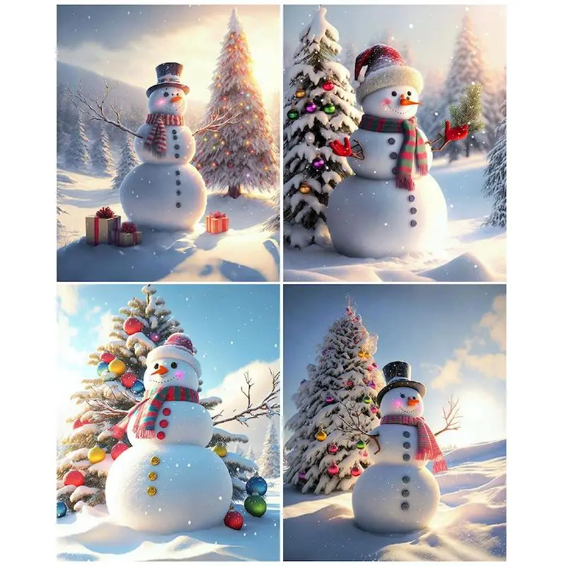 

CHENISTORY Painting By Number Snow Man Kits For Adults Handpainted DIY Gift Picture By Number Winter Canvas Home Decoration