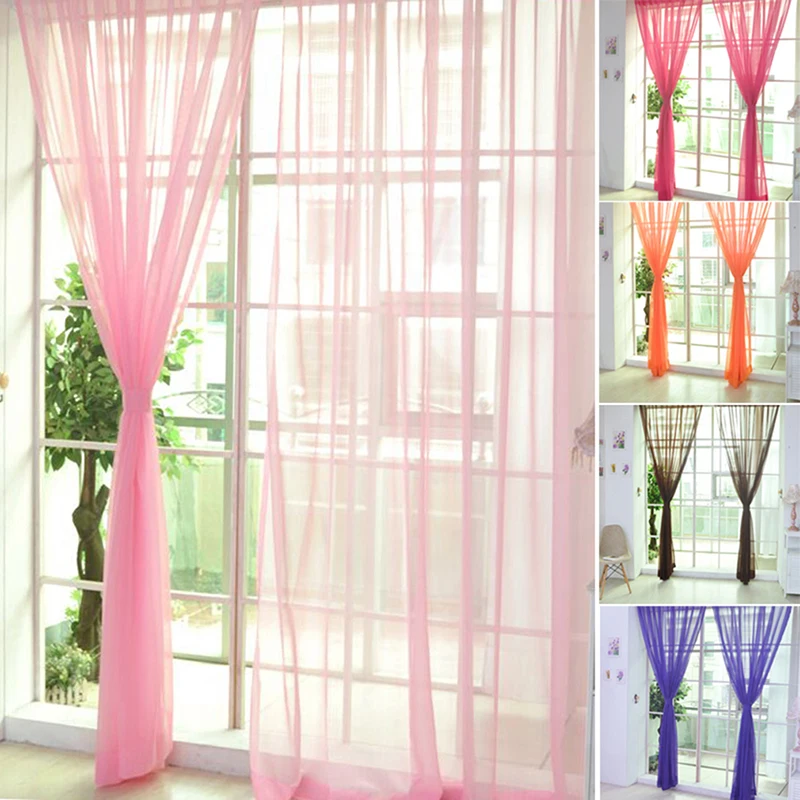 Transparent Window Gauze Solid Color Wedding Glass Gauze Household Products Light Luxury Style Easy To Install Curtains