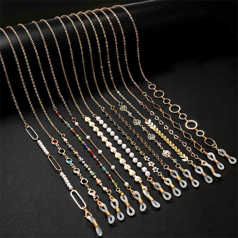 

Fashion Women Beaded Eyeglasses Chains Pearl Flower Star Sunglasses Hanging Rope Glasses Chain Mask Lanyard Necklace Cord Gift
