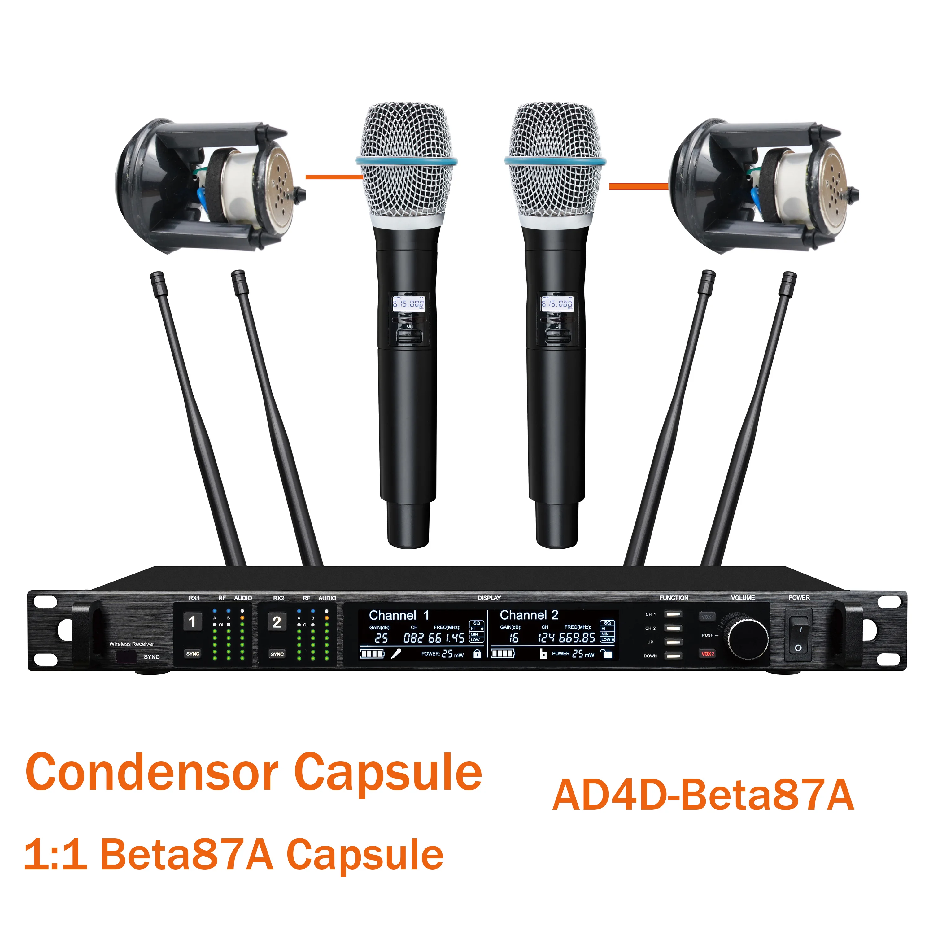 wireless headphones with mic Betagear Wireless Microphone Condensor Beta87 / Beta58A Dynamic Microfone Digital Receiver Fit Original SM58 Beta Capsule AD4D mic stand Microphones