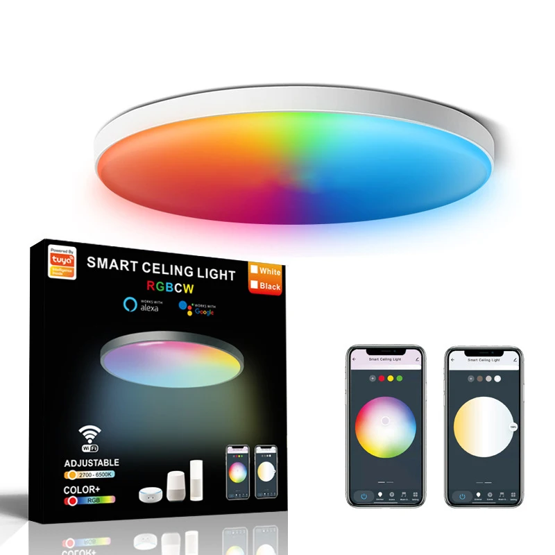 Smart Light Tuya WIFI LED Ceiling Light RGB Dimmable Smart Ceiling Lamp Smart Homekit Remote Control Work With Alexa Google Home