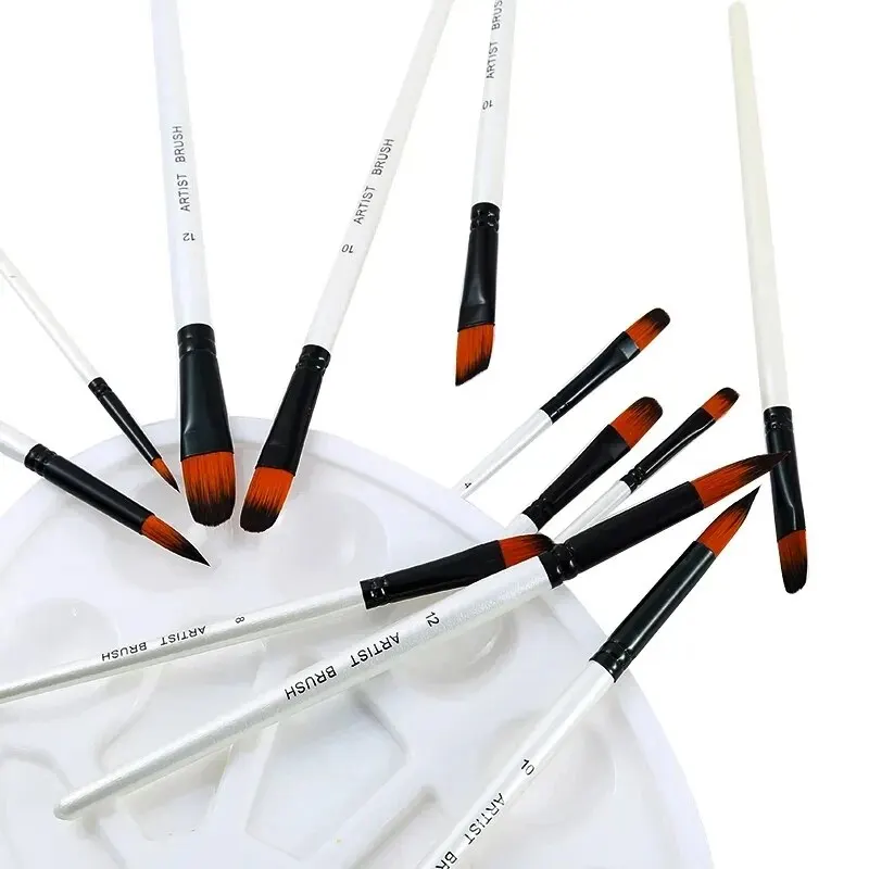 Set Di 10 Pennelli Per Pittura Del Viso E Body Art – Professionali In Nylon – Ideali Per Acrilici, Tela, Rocce E Trucco