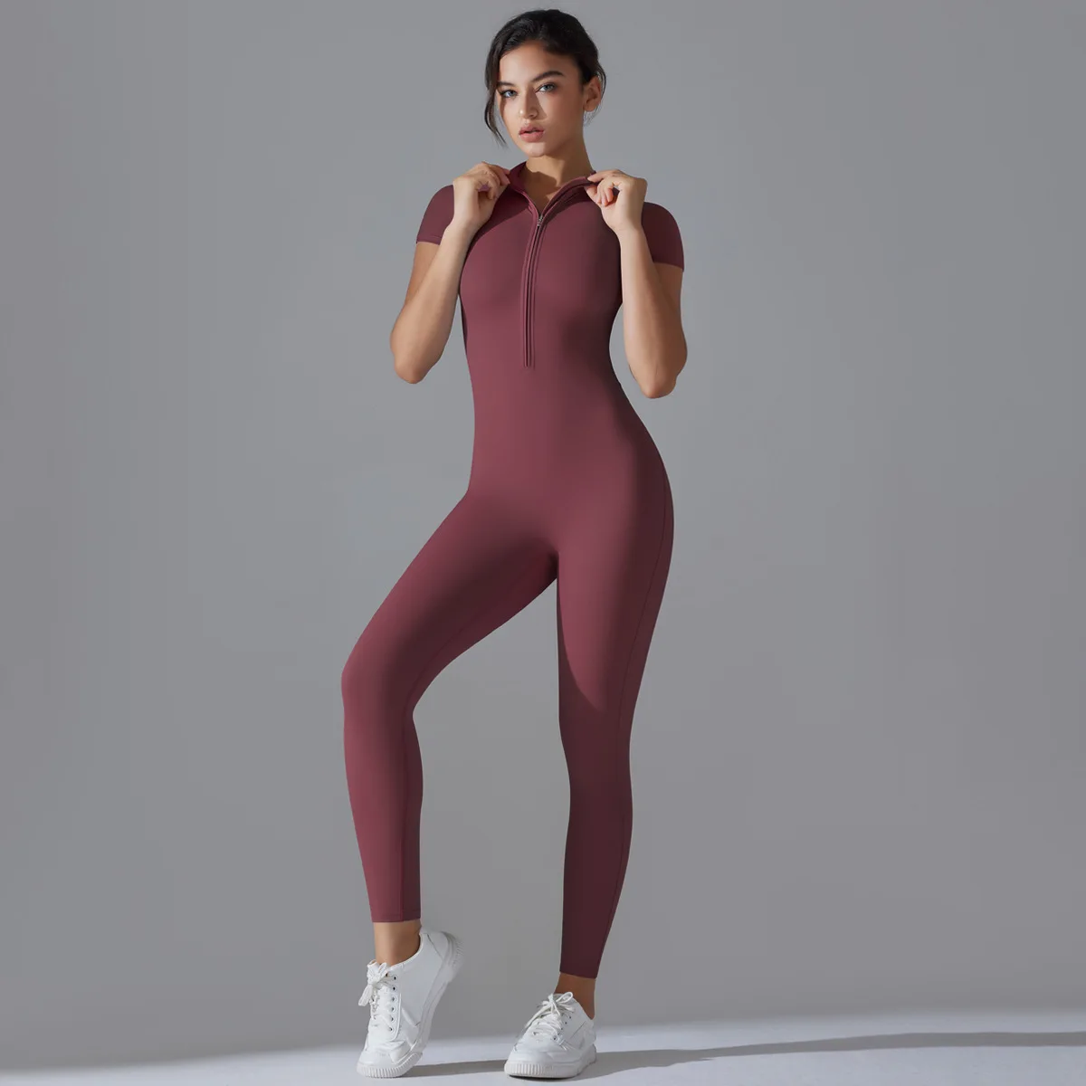 Zipper Jumpsuit Fitness Sports Overalls Gym Clothing Set Yoga Wear Pilates Workout Clothes for Women Outfit push-up Activewear 5