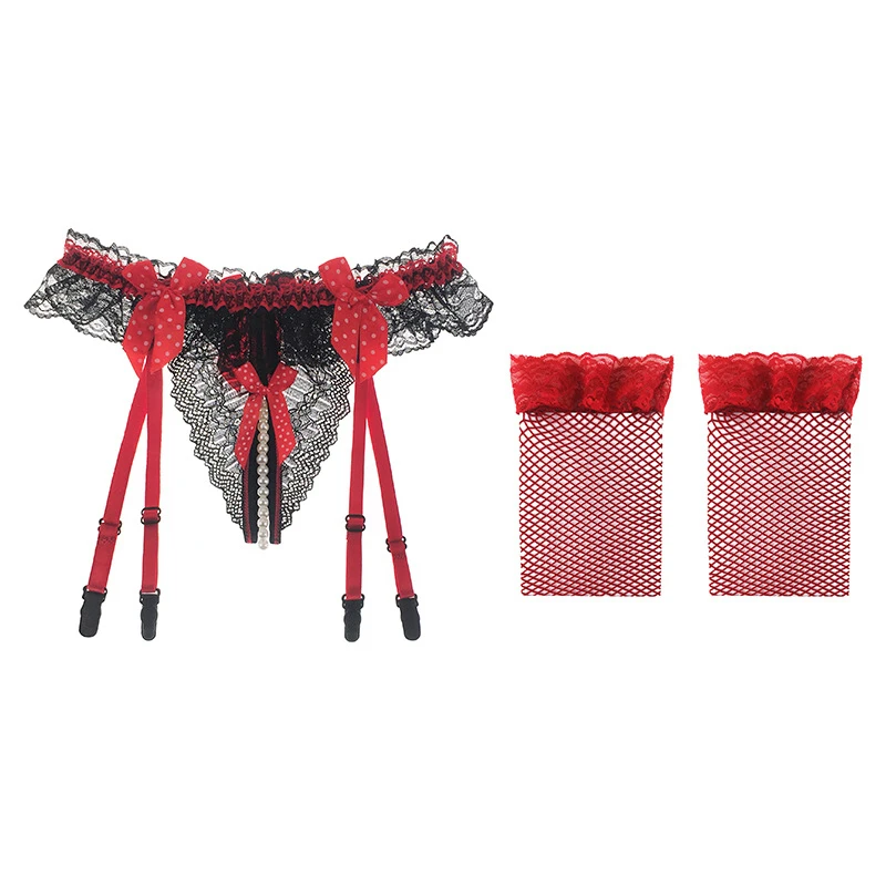 Portejarretelle,F & SCulotte sans entrejambe en dentelle pour femme,jarretière,bas hauts,porte