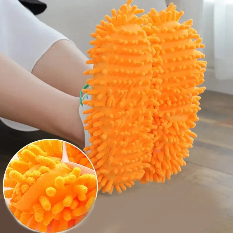10pcs Chenille Dust Mop Slippers Home Floor Cleaning Mopping Shoes Water Uptake Foot Socks Mop Caps MultiFunction Cleaning Shoes