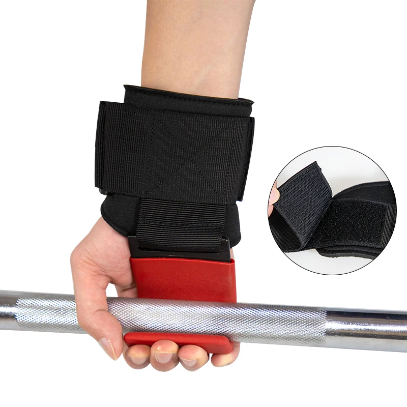 

1PCS Weight Lifting Hook Grips With Wrist Wraps Hand-Bar Wrist Strap Gym Fitness Hook Weight Strap Pull-Ups Power Lifting Gloves