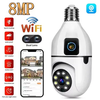 8M E27 Bulb WiFi Surveillance Camera Dual Lens Indoor Monitoring V380 pro App Security Video Monitoring Camera 1