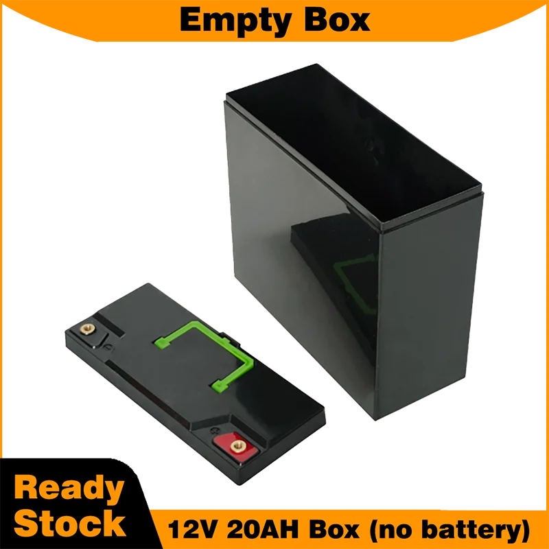 12V 20AH 빈 플라스틱 박스 (손잡이 포함) DIY 32650 21700 18650 팩 플라스틱 보관함 (녹색/검정색, 황동 M5 포함)