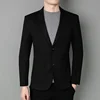 Blazer Fashion Business Handsome Gentleman Korean Version of British Style Casual Slim Solid Color Wedding Work Woolen Blazer 2