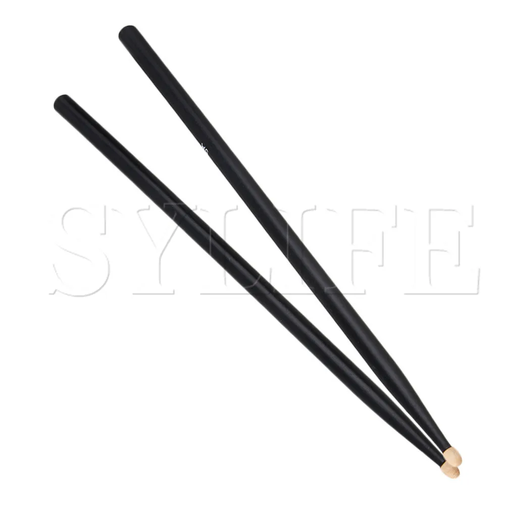 Black Natural Maple Wood 5A Drum Stick Pair Oval Tip