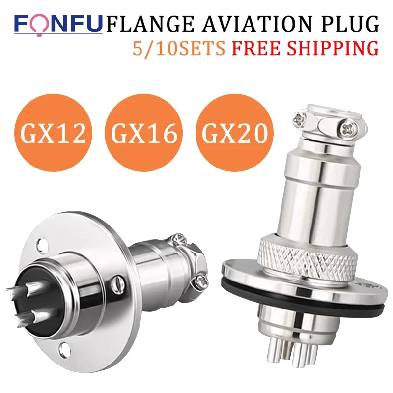 Conectores de Cobre Macho e Fêmea tipo de Flange Plugue e Soquete de Aviação 10 12 14 15 Pin Gx12 Gx16 Gx20 10 Conjuntos